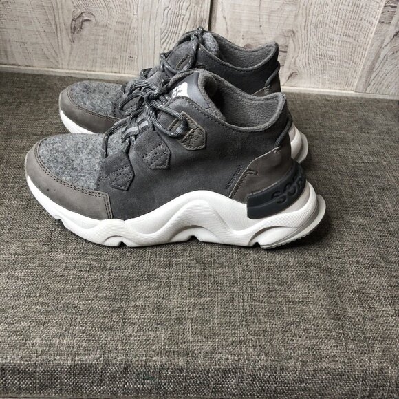 Womens Sorel Gray White Kinetic RNGD Caribou Waterproof Winter Boots Size 5 - Picture 4 of 7